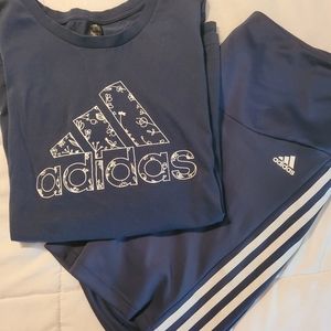 2X Adidas bike shorts and tee